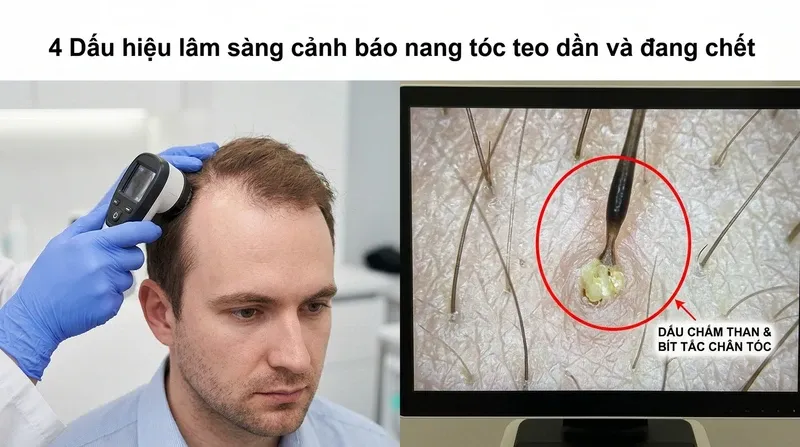 4 Dấu hiệu lâm sàng cảnh báo nang tóc teo dần và đang chết