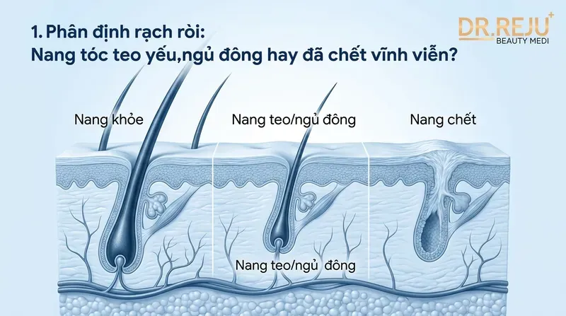 Phân định rạch ròi: Nang tóc teo yếu, ngủ đông hay đã chết vĩnh viễn?