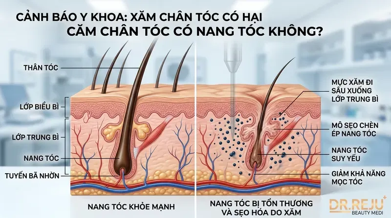 Cảnh báo Y khoa: Xăm chân tóc có hại nang tóc không?