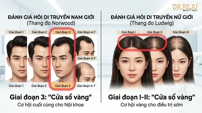 Đánh giá mức độ hói di truyền: Bạn đang ở giai đoạn nào? [Dữ liệu từ KB]