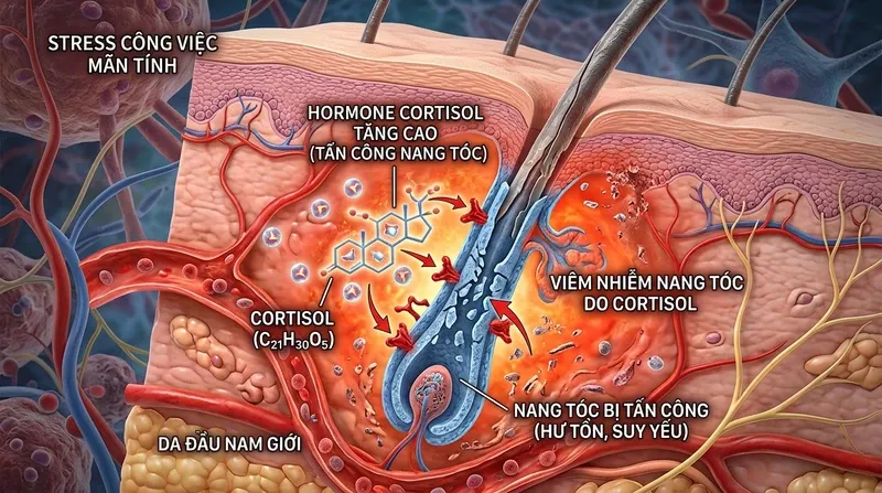 Giải mã cơ chế Y khoa: Tại sao stress công việc tàn phá nang tóc nam giới?