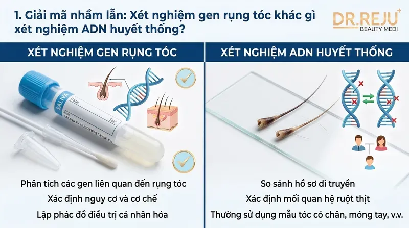 Giải mã nhầm lẫn: Xét nghiệm gen rụng tóc khác gì xét nghiệm ADN huyết thống?