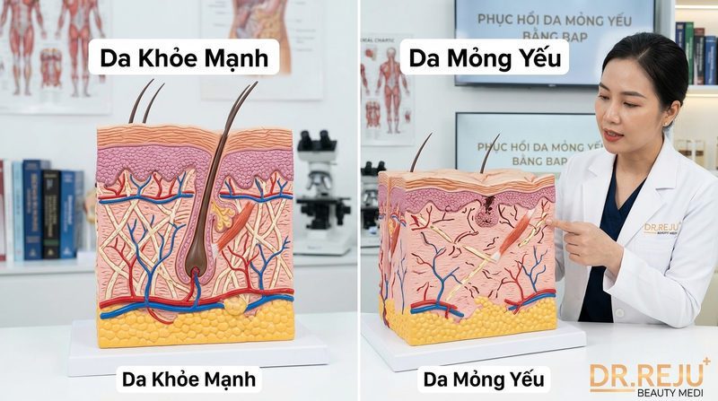 Nhận diện làn da mỏng yếu và lý do mỹ phẩm bôi thoa là chưa đủ