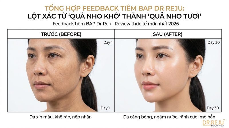 Tổng hợp feedback tiêm BAP Dr Reju: Lột xác từ 'quả nho khô' thành 'quả nho tươi'