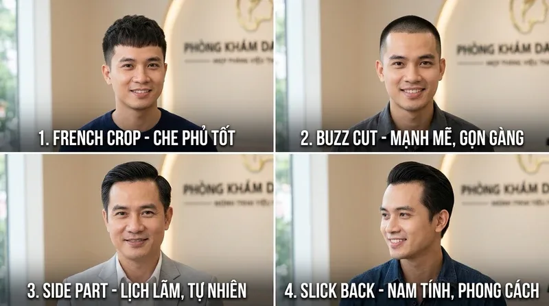 TOP Các Kiểu Cắt Tóc Cho Người Hói Chữ M Nam Tính, Che Khuyết Điểm Tốt