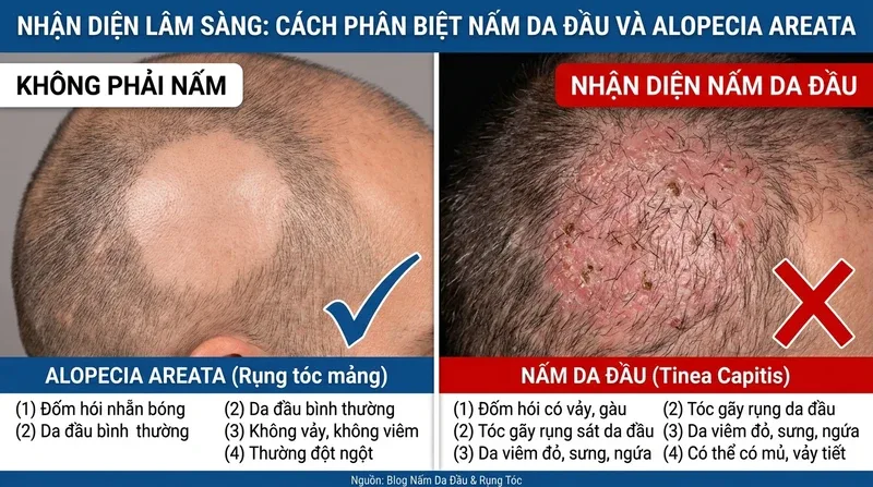 Nhận diện lâm sàng: Cách phân biệt nấm da đầu (Tinea Capitis) và các bệnh lý khác