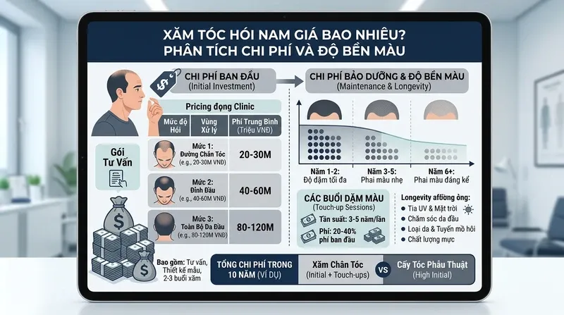 Xăm tóc hói nam giá bao nhiêu? Phân tích chi phí và độ bền màu