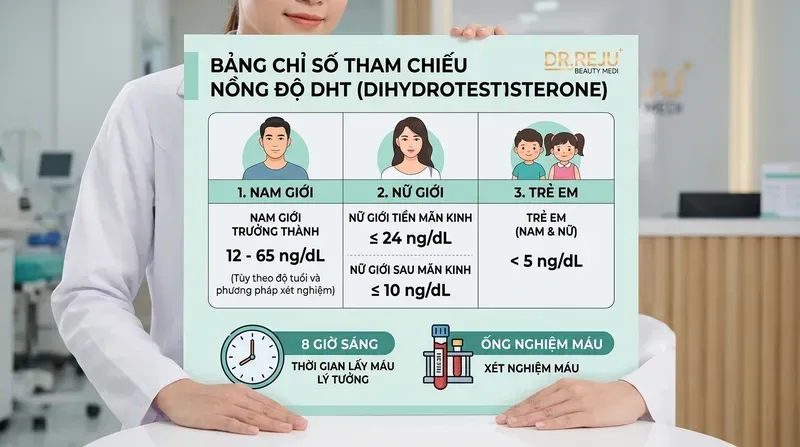 Hướng dẫn y khoa: Quy trình, Lưu ý và Bảng chỉ số xét nghiệm nồng độ DHT (Kiến thức chung)