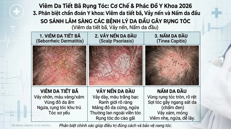 Phân biệt chẩn đoán Y khoa: Viêm da tiết bã, Vảy nến và Nấm da đầu