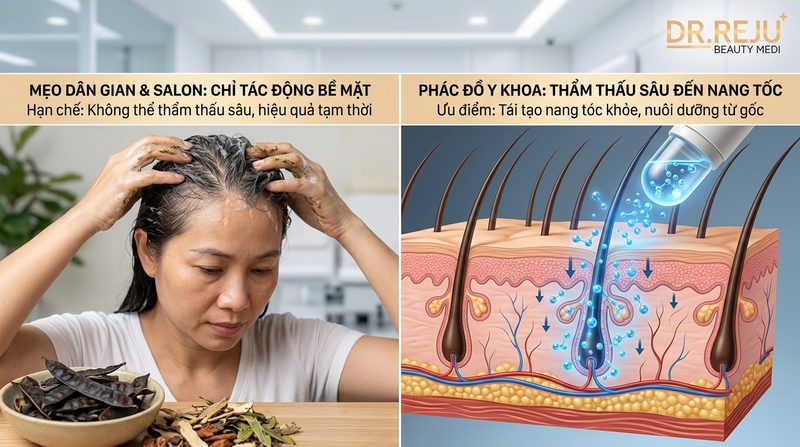 Bác bỏ lầm tưởng: Tại sao mẹo dân gian & Salon không cứu được chân tóc yếu? [Cần Dữ liệu KB]