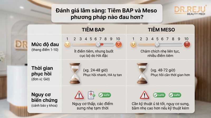 Đánh giá lâm sàng: Tiêm BAP và Meso phương pháp nào đau hơn?