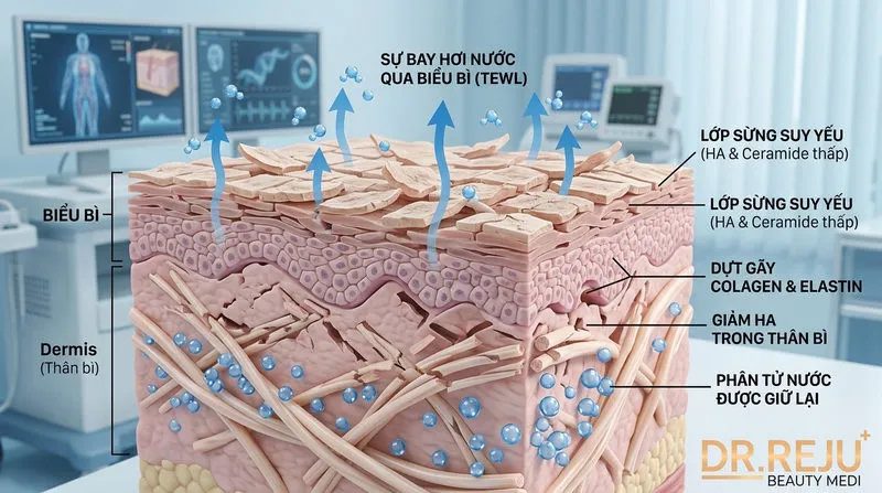 Cơ chế sinh lý học: Nguyên nhân da lão hóa khô tróc