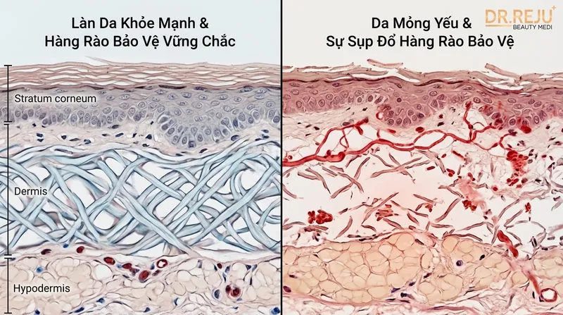 Nhận diện nền da mỏng yếu và sự sụp đổ của hàng rào bảo vệ