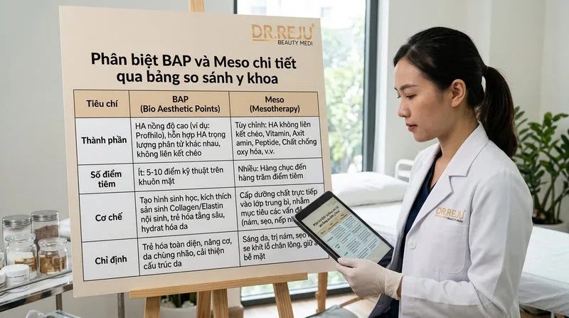Phân biệt BAP và Meso chi tiết qua bảng so sánh y khoa
