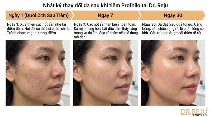 Chỉ định, chống chỉ định và nhật ký thay đổi da sau tiêm Profhilo
