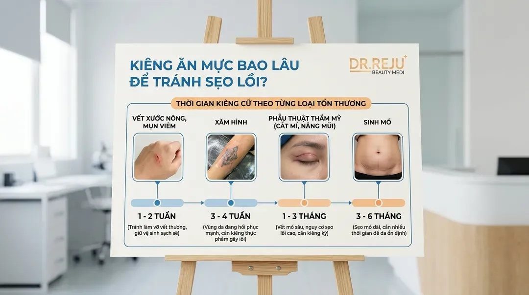 Kiêng ăn bao lâu để tránh sẹo lồi? (Phác đồ theo từng loại tổn thương)