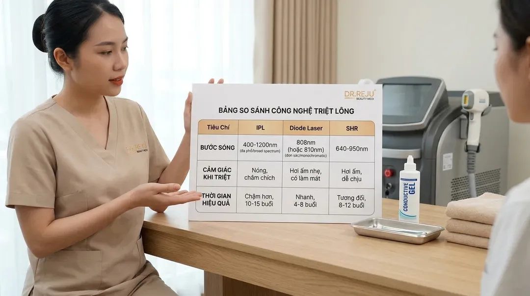 So Sánh Công Nghệ Triệt Lông Diode Laser, IPL Và SHR [Cần Dữ Liệu KB]