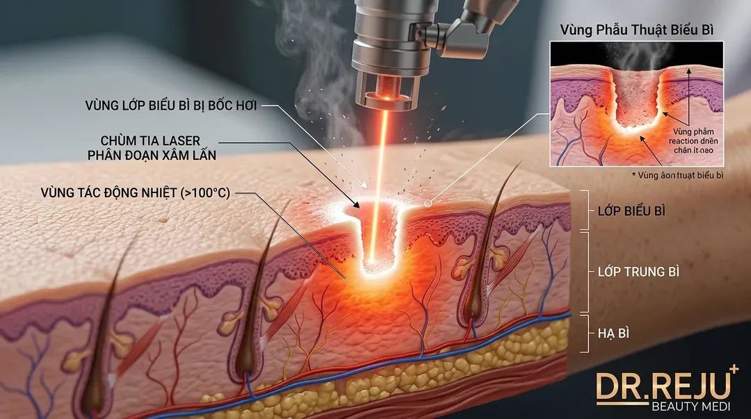 Laser xâm lấn là gì? Cơ chế sinh lý học khi bóc tách biểu bì