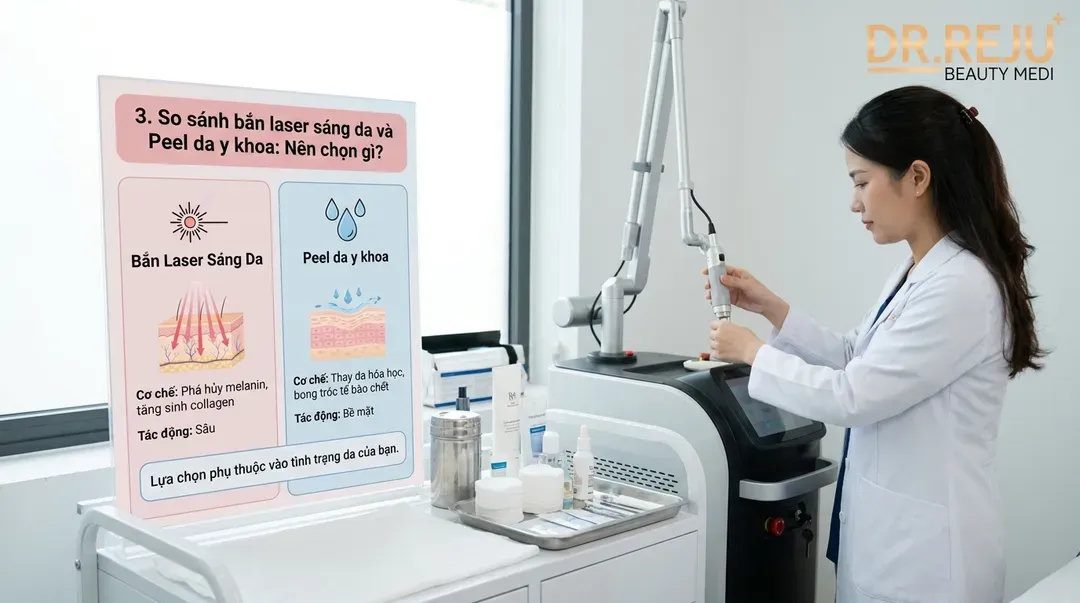 So sánh bắn laser sáng da và Peel da y khoa: Nên chọn gì?